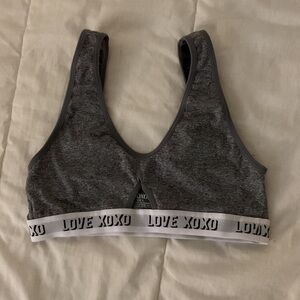 XOXO Charcoal Heather Bra with Monochrome Band